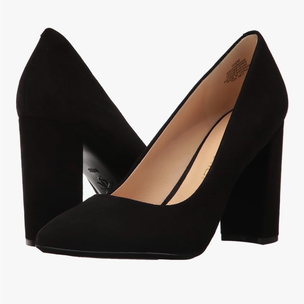Nine West Black Block Heel Pumps Astoria 9x9